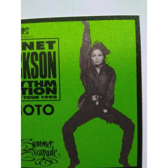 Janet Jackson Rhythm Nation Backstage Pass Original 1990 Dance Pop Soul Green - Picture 3 of 5